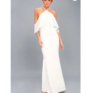 Lulu’s M Maxi Dress Pearls of Wisdom In white